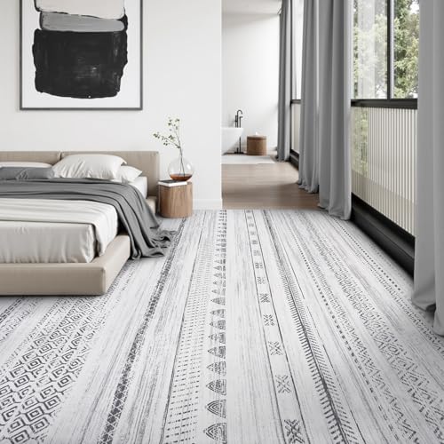 10x14 Area Rugs for Living Room Machine Washable Rug Distressed Indoor Carpet Neutral Moroccan Boho Rug Ultra Soft Area Rug for Bedroom Dining Room Playroom Office, Black