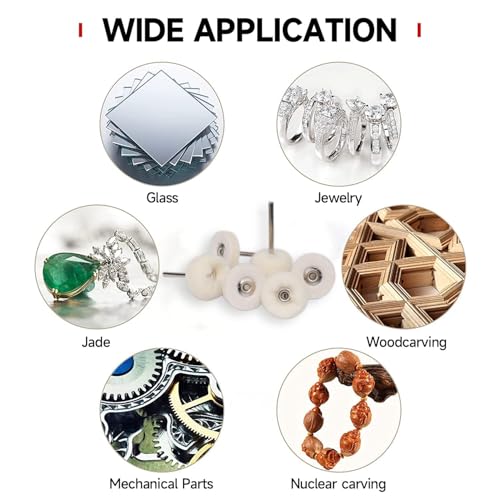 Image of Inditrust 5Pcs Wool Felt Polishing Wheel Set, T-Shaped Buffing Grinding Wheels with 3mm Shank for Rotary Tools, Metal, Jewelry, Watch, Glass & Mirror Polishing