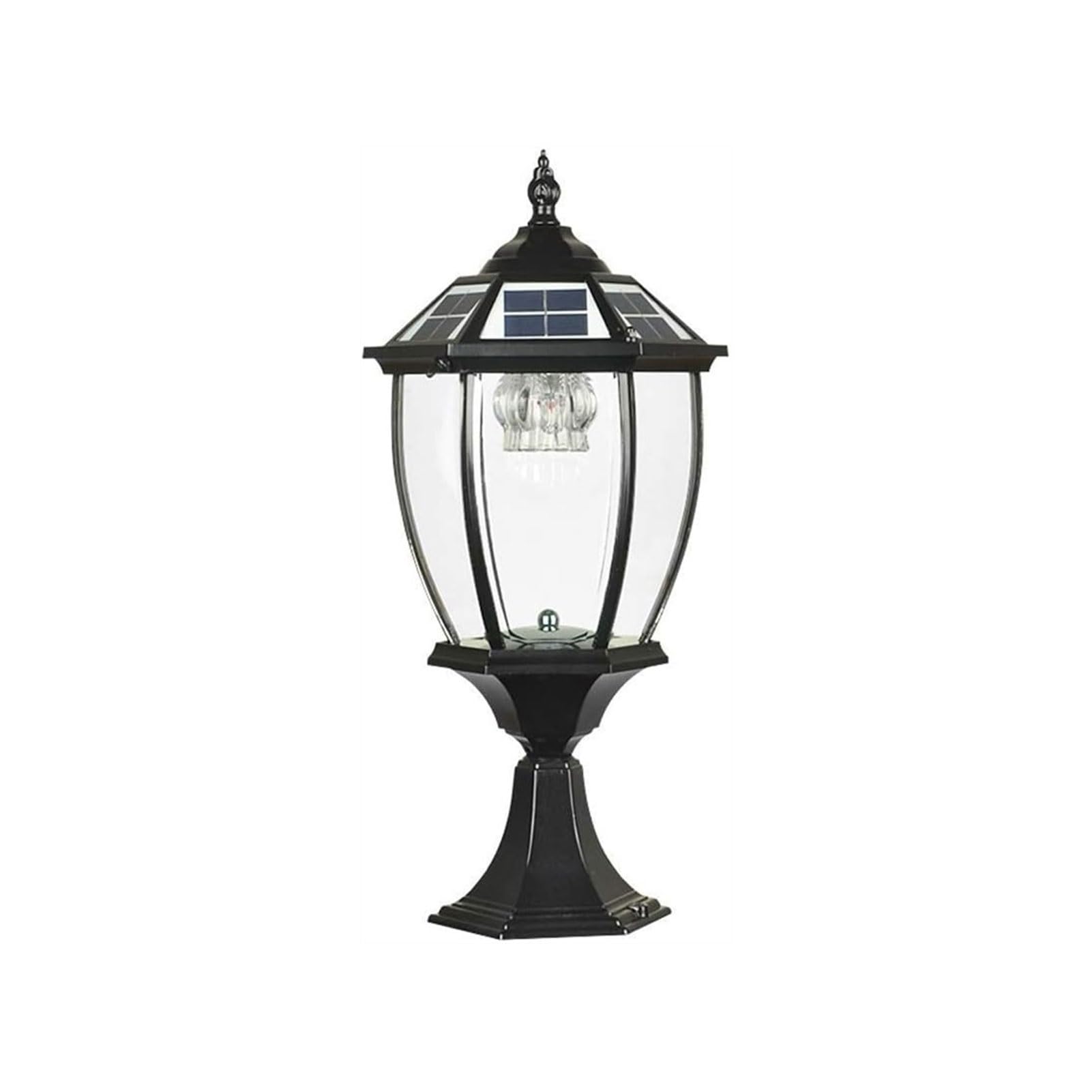 Lampe pilier extérieur solaire rétro étanche noire pour muret de jardin