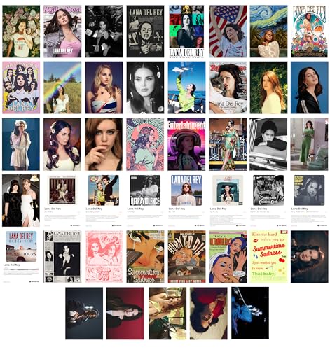 Image of Lana Del Rey Poster - Music Posters for Wall Pack of 45 6x4 Inch 300 GSM - Album Cover Posters - Musics Related Gifts - Lana Del Rey Merch Stickers - Pinterest Aesthetic Gift
