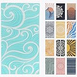 FESHKA Sand Proof Turkish Beach Towel – Oversized, Quick Dry & Lightweight Travel Towel - 100% Organic Cotton Beach Blanket - Perfect for Bath, Pool & Picnic | Summer Waves (Turquoise)
