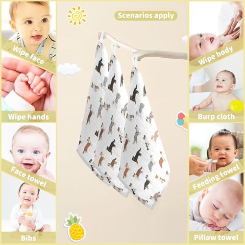 Image of vvfelixl Golden Retriever Dog Baby Burp Cloths Baby Muslin Washcloths for Boys Girls Cotton Baby Face Towel for Newborn Infants Soft and Absorbent 11.8 X 11.8 in, 5 Pack