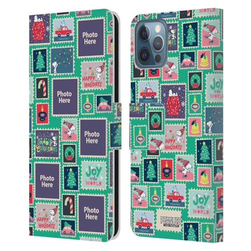 Coque en cuir iPhone 12 Pro portefeuille Peanuts Noël étui personnalisé clapet