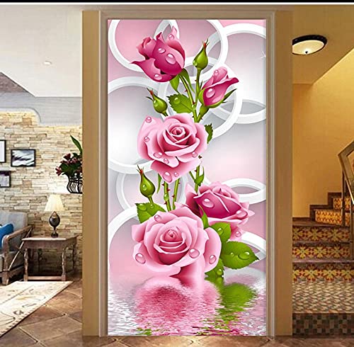 Broderie au point de croix diamant de grande taille 70x140cm avec strass premium motif rose