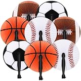 Taiyin 12 Pack Sports Paper Hand Fans Sports Party Favor Decorations Baseball Football Basketball Soccer Round...
