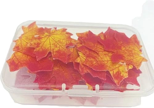 Miniatura 5 de 74 piezas comestibles de hojas rojas de otoño pastel Cupcake Toppers oblea flores papel de arroz boda feliz cumpleaños pastel fiesta comida