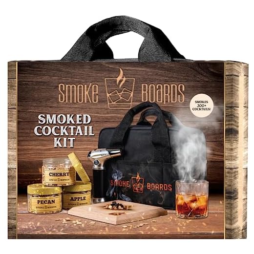 Smoke Board’s Old Fashioned Cocktail Smoker Kit With Torch - Whiskey/Bourbon Drink Infuser With Three Wood Chips, Smoker Kit Includes, Mixing Glass, Smoke Board, And Torch Lighter, Butane Not Included