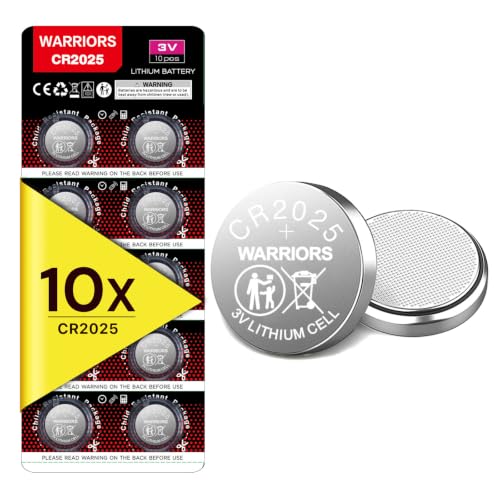 Warriors 10X Pila CR2025 3V Litio Botón