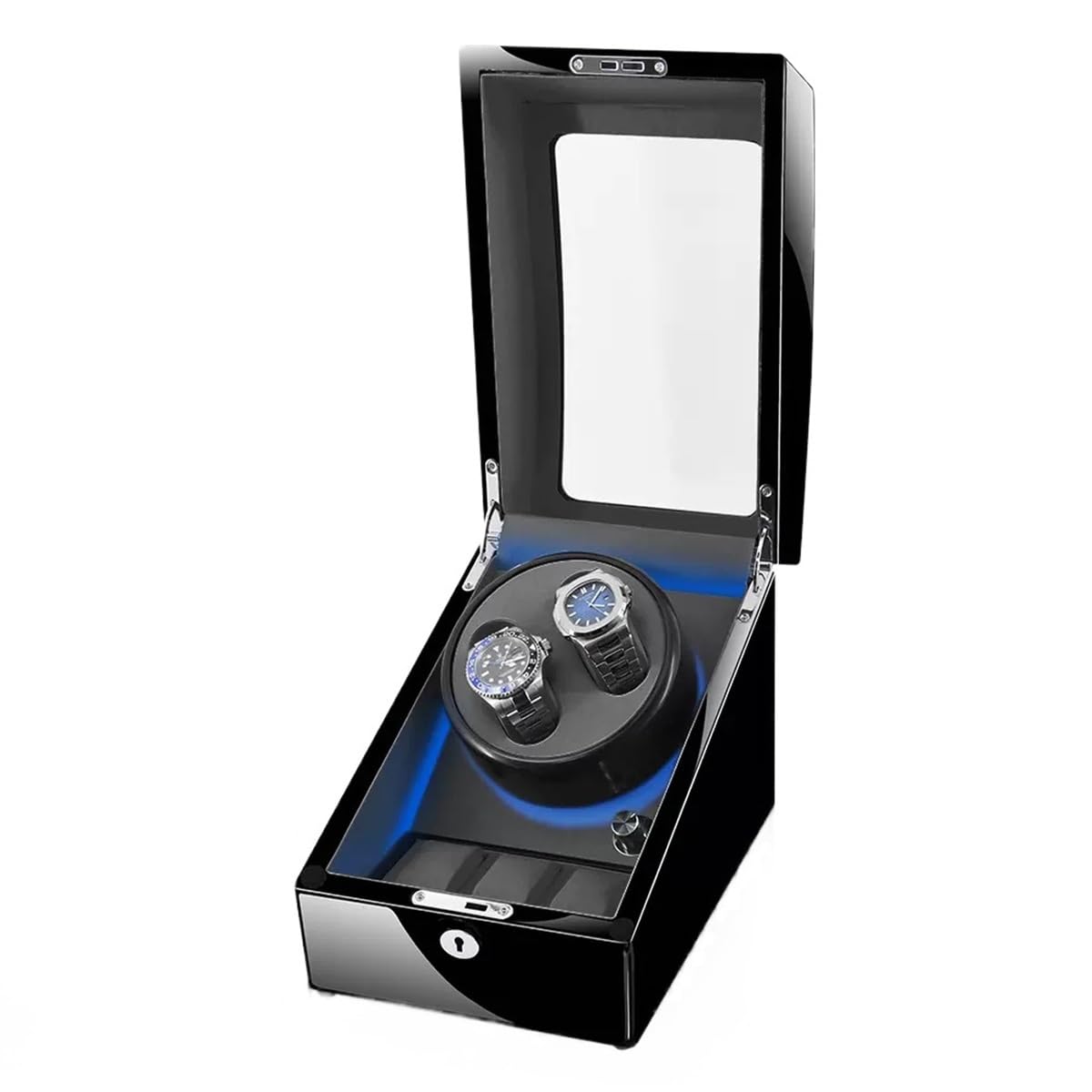 EHVYBDX Double Watch Winder for Automatic Watches with Quiet Motor Display Case 5 Rotation Mode Setting Leather Spring Action Pillow