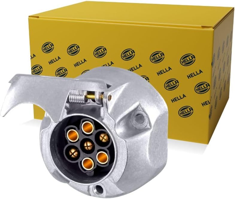 HELLA 8JB 001 941-001 Socket - 12V - 7-pin connector - Tin Bronze - Metal Housing - DIN / ISO: 1724