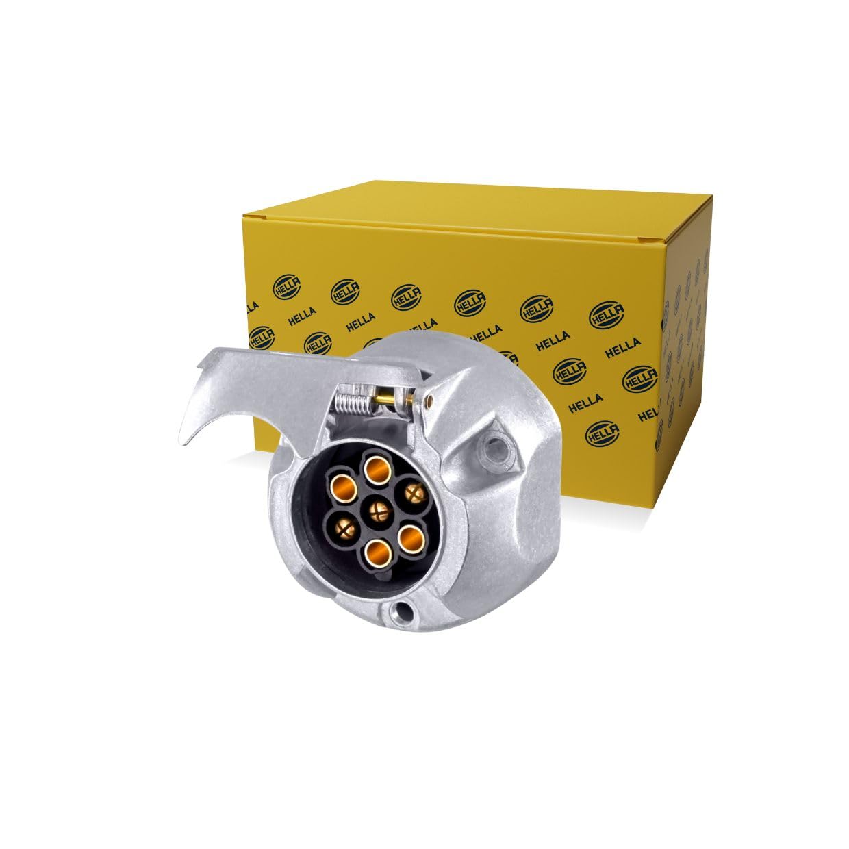 HELLA 8JB 001 941-001 Socket - 12V - 7-pin connector - Tin Bronze - Metal Housing - DIN / ISO: 1724