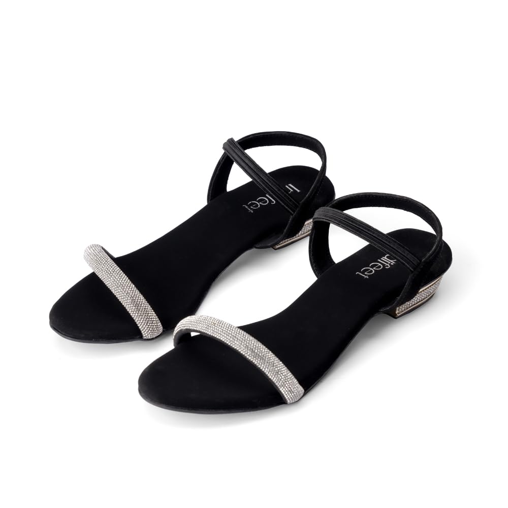 Indifeet - sandals for women, ladies latest stylish heels design, girls block heel, womens fancy party sandal, woman wedding footwear, lady best formal foot wear, black (B0D2K7WX4Y) Amazon Price History, Amazon Price Tracker