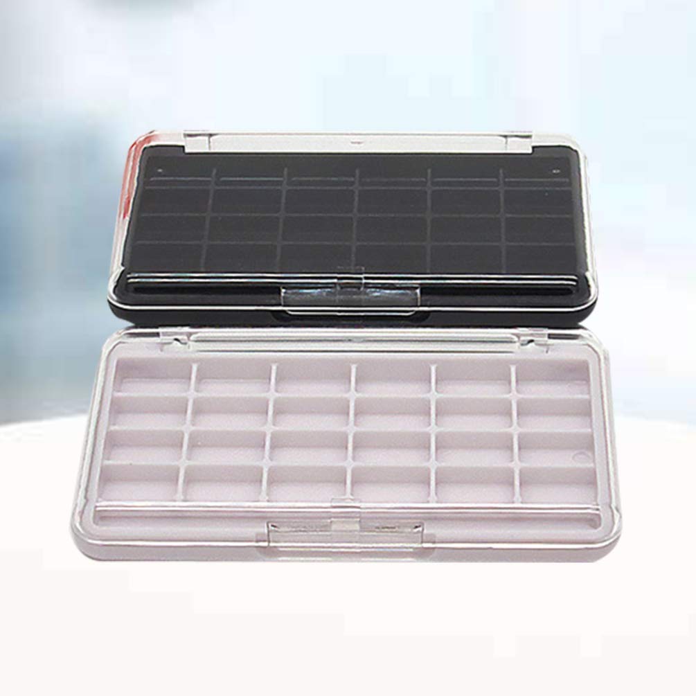 Lurrose Leere Make-up Palette 2 Stück Mit 24 Fächern Kosmetik Aufbewahrungsbox Transparent Deckel Tragbare Lidschattenpfanne DIY Lippenstift Rouge Organizer Für Reise Und Zuhause
