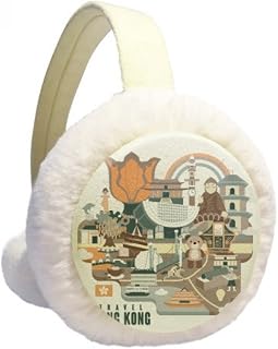 Hong Kong Sightseeing Famosa China Winter Ear Warmer Cable Knit Furry Fleece Earmuff Outdoor