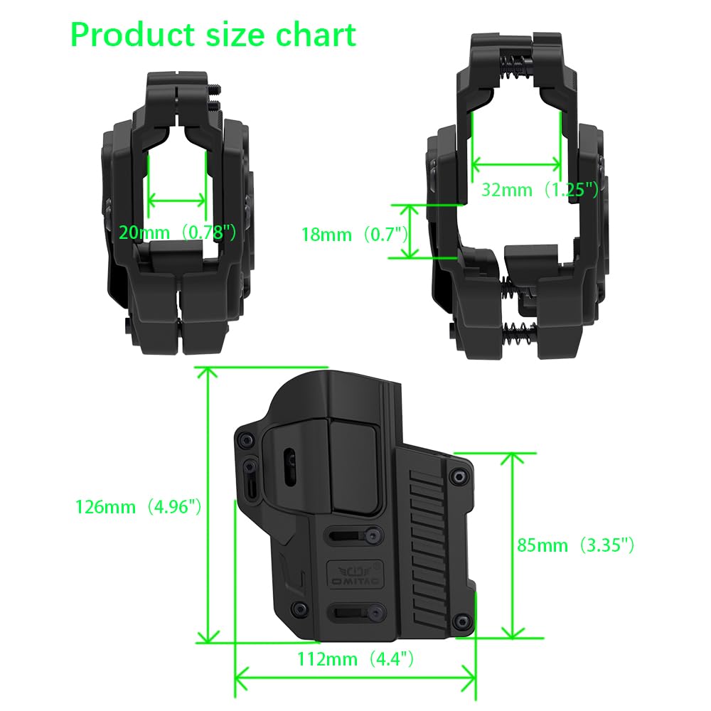 Funda táctica universal giratoria de 360 °, funda OWB adecuada para la mayoría de pistolas de tamaño completo y compactas