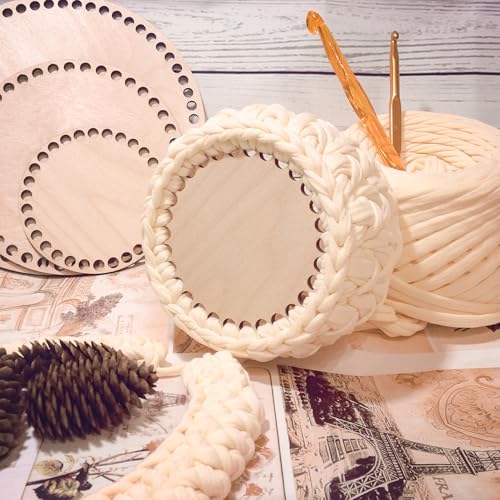 sdhiiolp 5 Stück Korbboden zum HäKeln Korbboden Aus Holz Holzboden zum HäKeln Naturholzkorbboden Korb Flechten set Korbboden set Crochet Basket für DIY Korbflechten 10/15 * 2/20 * 2cm Rund