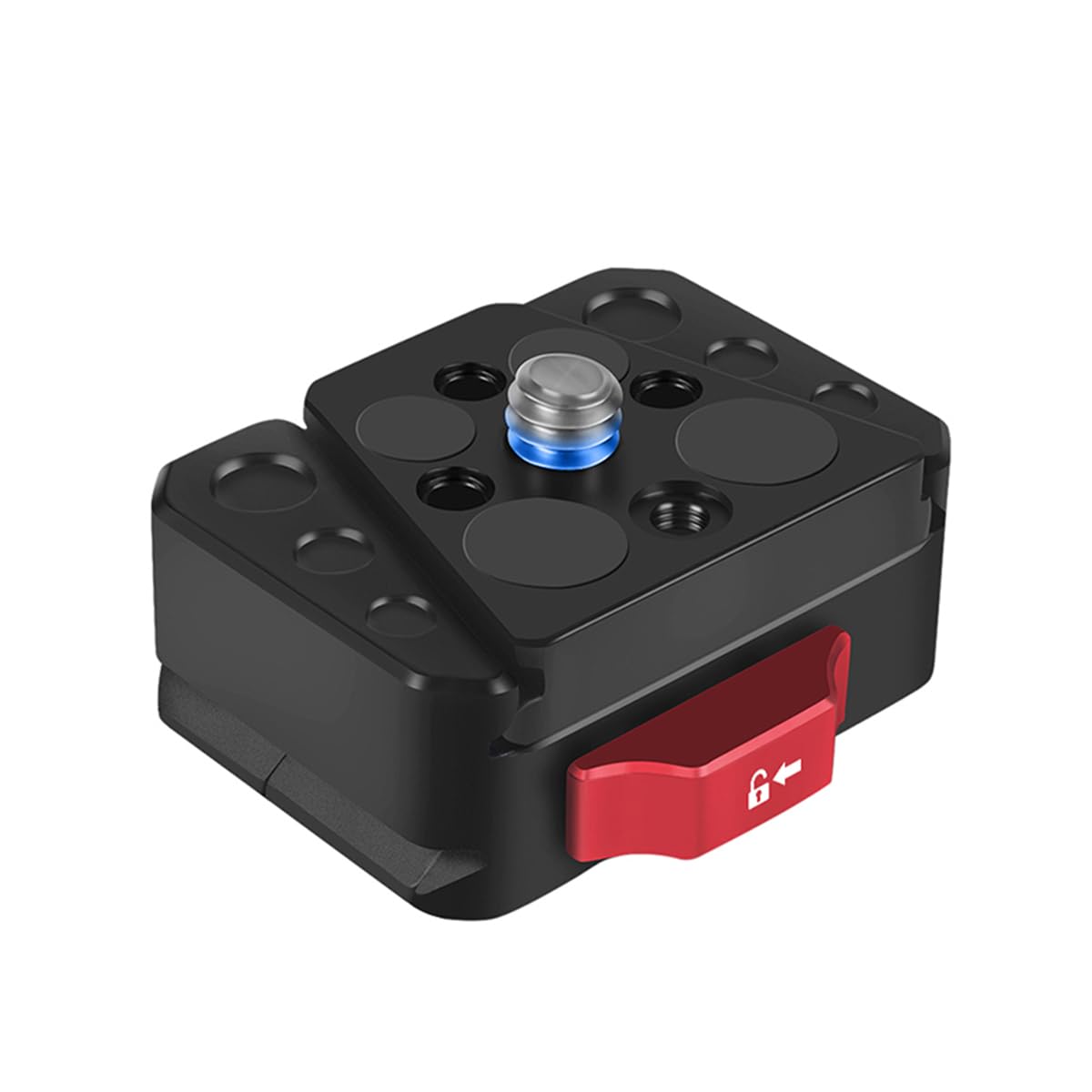 Lupholue Anti-Wobble V-Type Quick Release Clamp - Compatible with Action Cameras & DSLRs - w/ D3.0/D5.0mm Positioning Pins, Tool-Free Lock, Universal