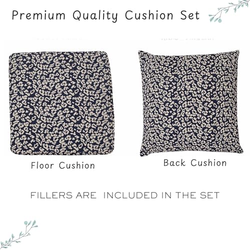 Image of Multipurpose 40x40x8 CM Woven Fashionable High Densitiy Foam Cushion Set for Floor, Patio, Chair and Balcony Garden Seating - Black & Beige Animal Set, Small Size Set - 16x16x3 Inch
