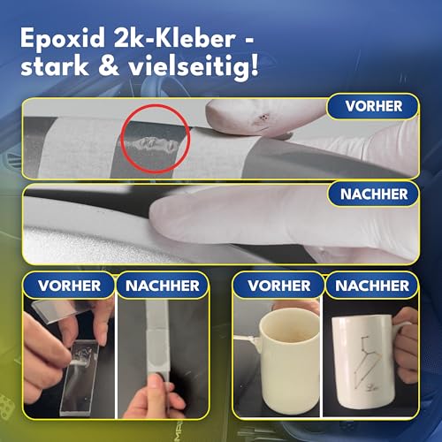 ATG® Epoxidharz Kleber - Professioneller 2k-Kleber Kunststoff Glas Metall - Hochfestester & transparenter zwei Komponentenkleber extra stark & vielseitig - Epoxidkleber schnellhärtend & dauerhaft