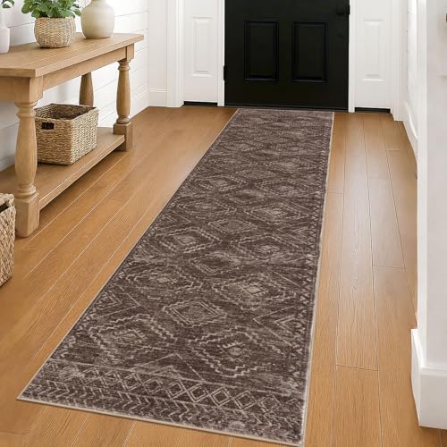 KILOCOCO Hallway Runner Rug 2'x8' Runners for Hallways Washable Runner Rug Non Slip Laundry Room Rug Low-Pile Rug Runner for Bedroom Kitchen Living Room Boho Rug, Rust Red