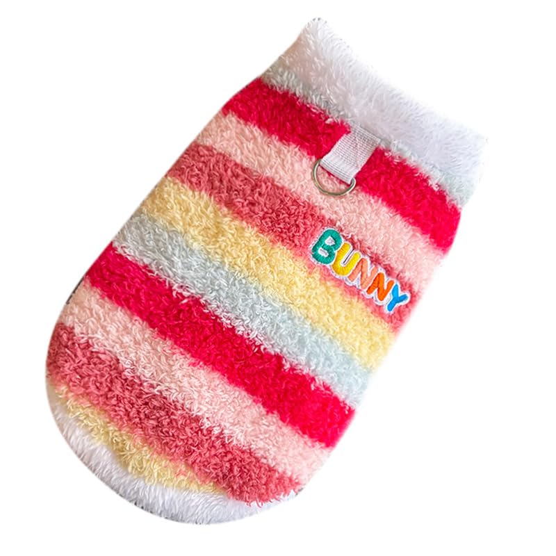 Buhazuqy Fleece Dog Sweater, Rainbow Dog Clothes for Puppy，Red Vest：XXL