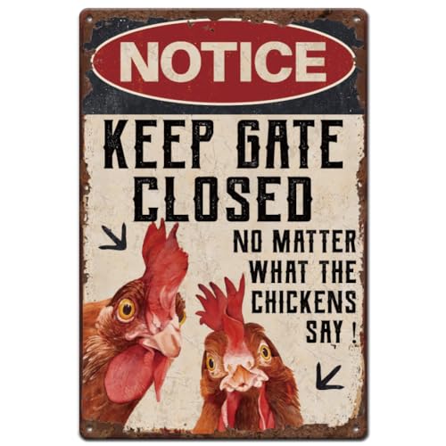 SUPERDANT Plaque Metal Vintage pour Poulailler Plaque Murale Decorative Porte Fermée Peu Importe Ce Que Disent les Poules Décoration Plaque Murale Decorative...