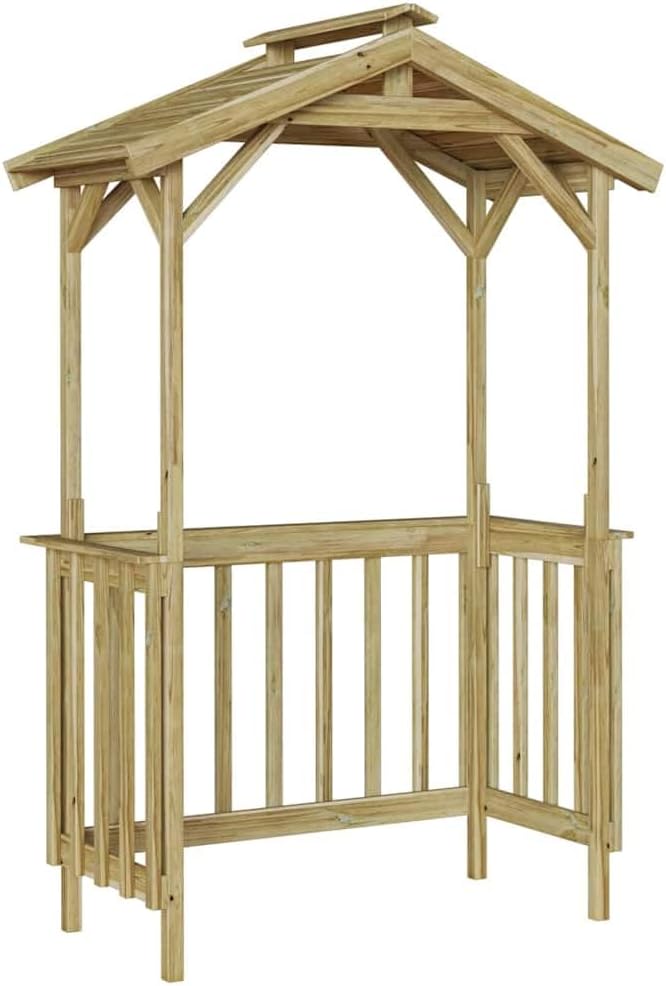Shelter Grill 133x63x200 cm Drewno sosnowe obrabiane | Minimalistyczny design, wiata na zewnątrz do ogrodu lub tarasu, łatwa pielęgnacja wilgotną szmatką