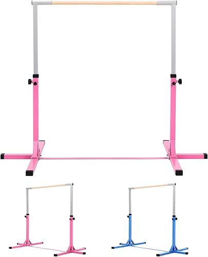 PanAme Kip Bar de gimnasia para niños y niñas de 3 a 15 años, altura ajustable de 3 a 5 pies, equipo de gimnasio en casa con 1-4 niveles, capacidad