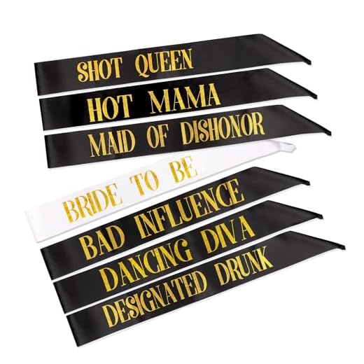 7 Pack Fajín Fajín, 1 Novia Blanca para Ser Faja + 6 Negro Equipo Novia Tribu Gallina Faja para Niñas Despedida De Soltera Despedida De Soltera Boda Bachelorette Fiesta Accesorios