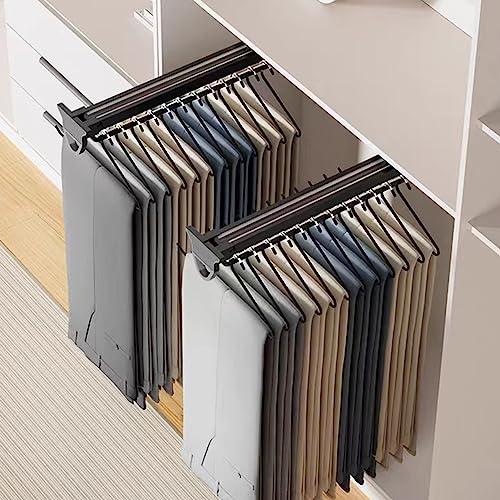 Étagère coulissante d'angle robuste avec tringle à vêtements rétractable