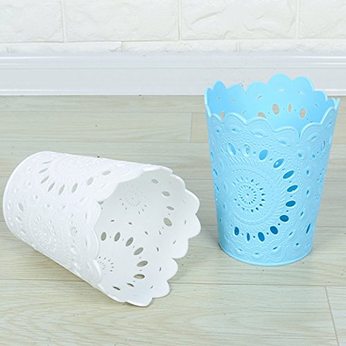 HMANE Wastebasket, PP Hollow Pattern Solid Color Paper Basket Trash Can Dustbin Without Lid - 5.7 x 7.8 x 9.5 inches - Image 4