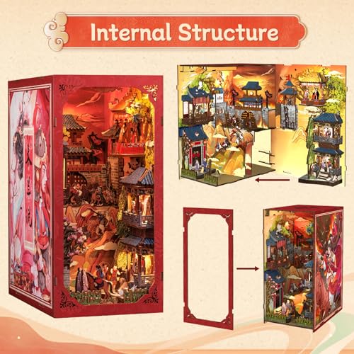 CUTEBEE Book Nook Kit - DIY Puppenhaus Miniatur Haus Selber Baue Bausatz mit Staubschutzhülle und LED-Licht… – Ansicht 4