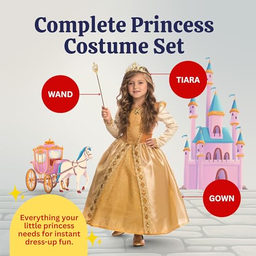 Disfraz Princesa Vestido Dorado para Niñas miniatura 2