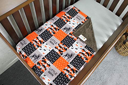 Baby Blanket - Minky, Deer, Fox, Moose, Goose, Bear, Antlers And Arrows, Orange, Black And Tan Camouflage #TOP1