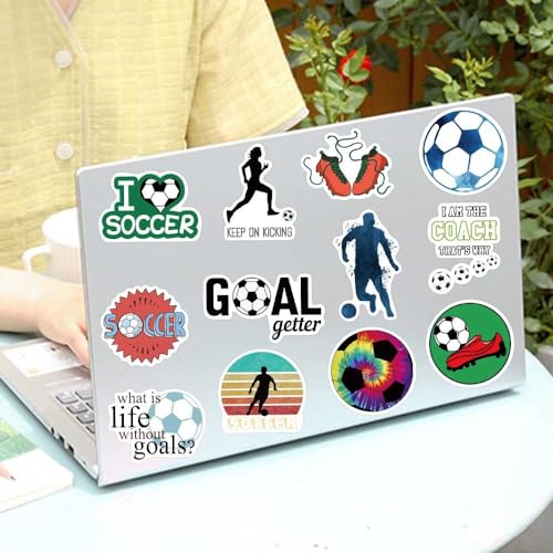 Soccer Stickers for Water Bottles, I Love Soccer Stickers for Kids, Boys, Teens, Adults, 50PCS Vinyl Waterproof Stickers Bulk Gift, Soccer Sports Party Favors, Soccer Decorations (Soccer) - Image 5