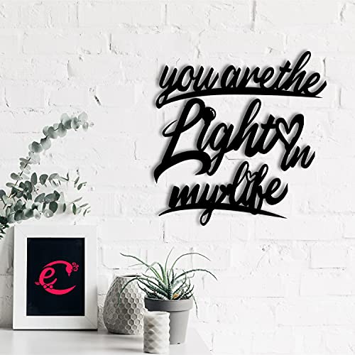 Image of eCraftIndia You Are The Light In My Life Wooden Wall Decor for Living Room Bedroom| Wall Decor Items| Wall Art for Home Decor Valentine Gift for Girlfriend Boyfriend Husband Wife| Valentine Decoration