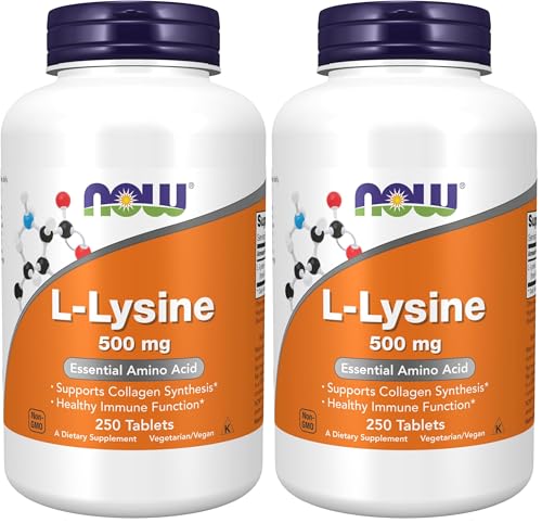 Image of Now Supplements, L-Lysine (L-Lysine Hydrochloride) 500 mg, Amino Acid, 250 Tablets, (Pack of 2)