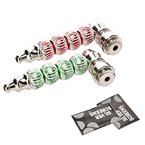 QINJLI 2 handmade pipe short rod pipe easy to clean mini pipe (red green)