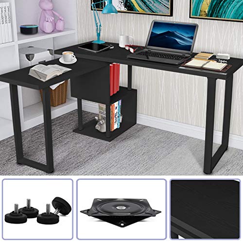 Buy COZUHAUSE LShaped Swivel Office Desk 55" 360 Degrees Rotating