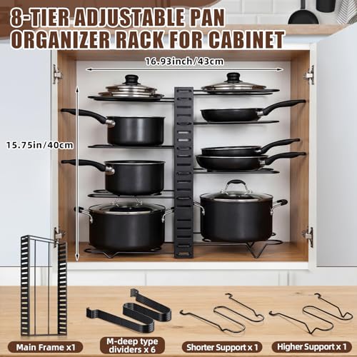 2-Pack-Pot-Pans-Organizer-Kit-for-Cabinet-8-Tier-Adjustable-Pot-Pans-Organizer-Rack-Expandable-Cutting-Board-Storage-Rack-Baking-Tray-Cookie-Sheet-Holder-with-14-Adjustable-Divider-Kitchen