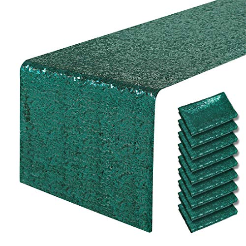 Pufogu 12 x 72 inches Hunter Green Sequin Table Runner, 10 Packs by Pufogu - Used condition - US$33.11