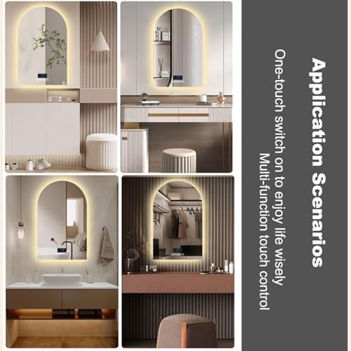 Miroir de salle de bain arqué DEL à intensité variable 3 couleurs - 7
