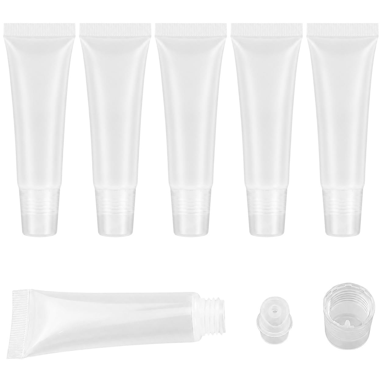5 tubi per lucidalabbra, 10 ml, trasparenti, ricaricabili, mini tubi cosmetici per trucco, da viaggio