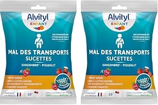 Alvityl Pack de 10 Sucettes Mal des Transports Trajet Calme/Serein Recommandé à 93 pourcent, Bleu, 120 g (Lot de 2)