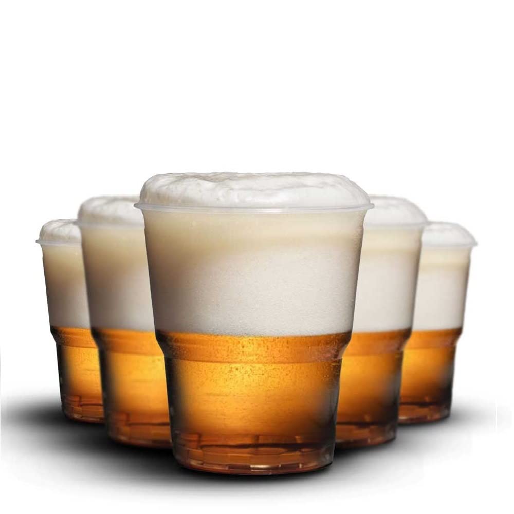 Venuscello® 100 x Disposable Plastic Half Pint Beer Glasses Cups for All Type of Drinkings