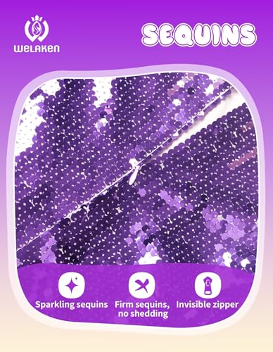 Image of WELAKEN Girls Ombre Sequin Dress Sparkly Fancy Short Puff Sleeves Gradient Party Dress