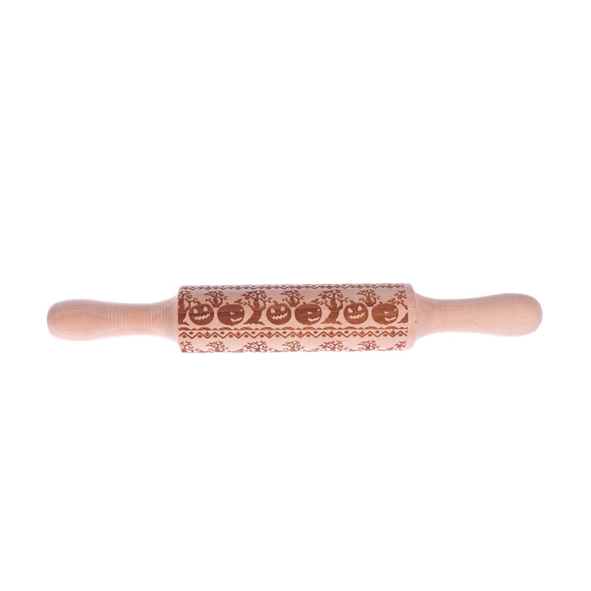 Amosfun Embossed Rolling Pins Halloween Pumpkin Rolling Pin Baking Cookies Noodle Biscuit Fondant Engraved Rolling Pins