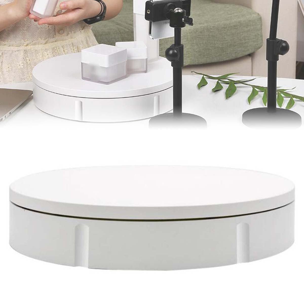Elektrischer Drehteller, 360-Grad-Drehteller, 220 lb Tragkraft, Produktfotografie, Kuchen- und Schmuckpräsentation, drehbarer Präsentationsständer,White-30cm