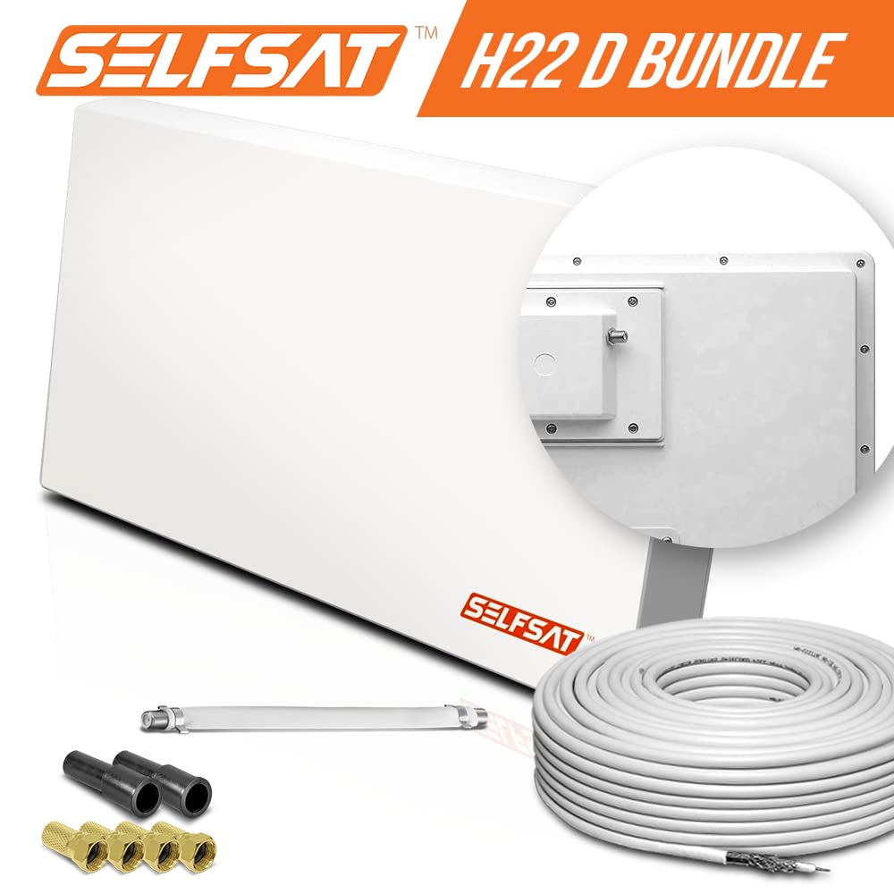 Selfsat H22D1+ 1 TV Antenne satellite plate + passe-fenêtre + câble Full HD 4K