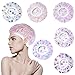 Produktbild AvoDovA 6 Stücke Duschhaube, Wasserdicht & Wiederverwendbare Haarhaube, Kunststoff Duschkappe, Elastische Bad Kappe Dusche Kappen für Damen Mädchen Dusche Spa Salon Hauptgebrauch